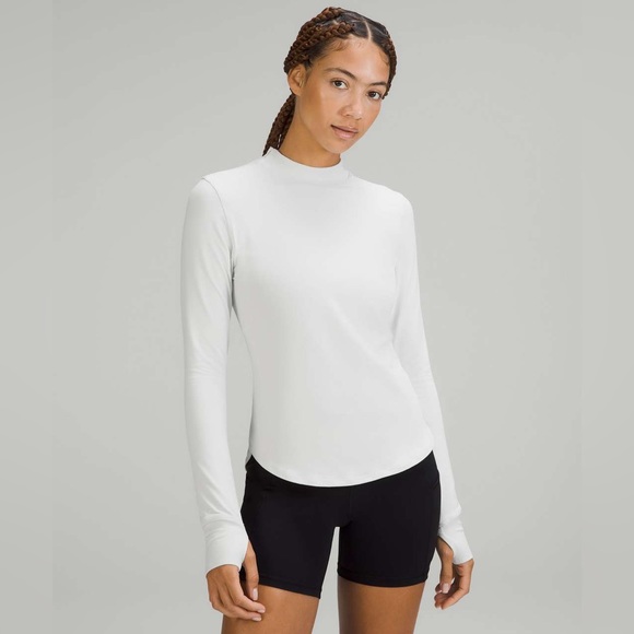 Lululemon Rulu Running Long Sleeve Mock Neck Shirt size 8 Vapor VPOR - Picture 2 of 8